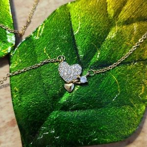 Double heart pendant with CZ pave